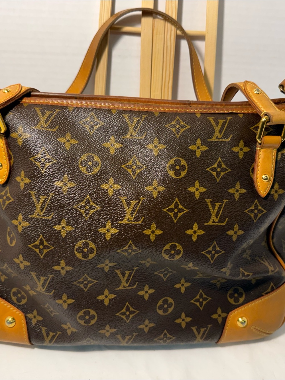 Vintage Louis Vuitton Estrela Monogram Canvas Tote in Brown with Tan Vachetta - Picture 2 of 14